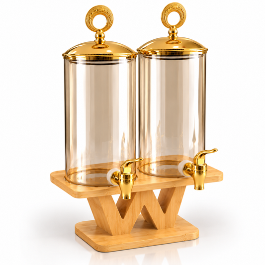 2-in-1 Glass Beverage Dispenser – 3.3L (Gold)