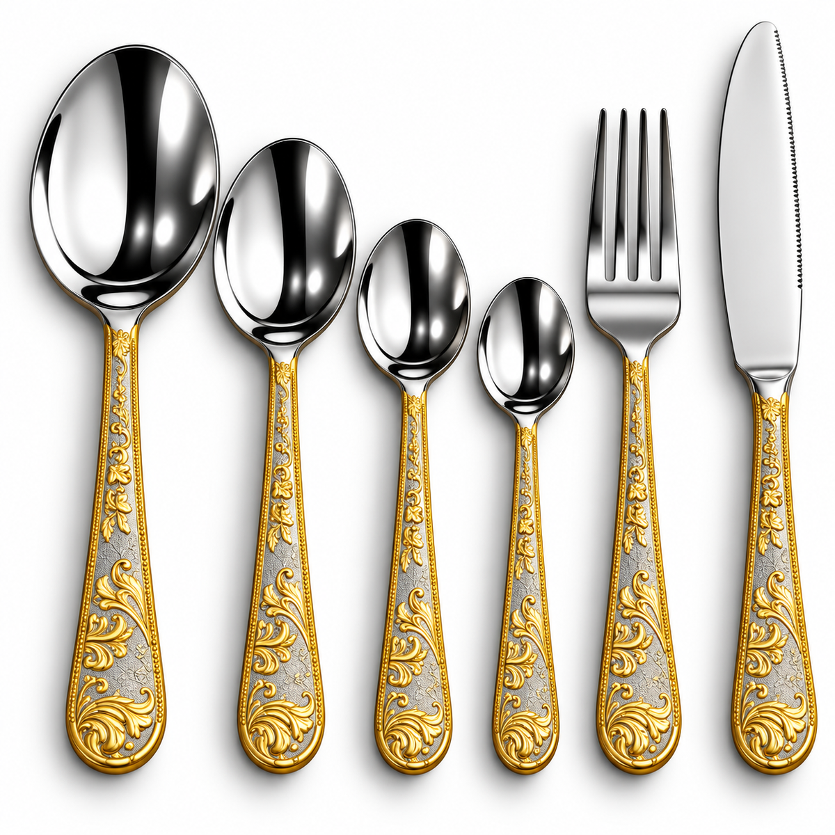 Royal Gold-Accent Stainless Steel Cutlery Set