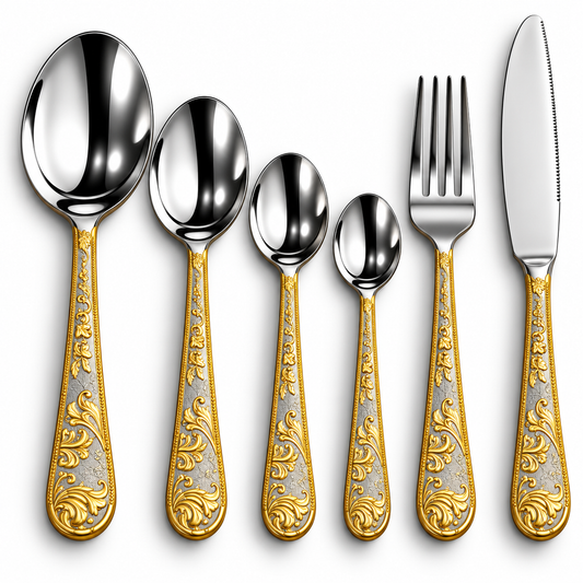 Royal Gold-Accent Stainless Steel Cutlery Set