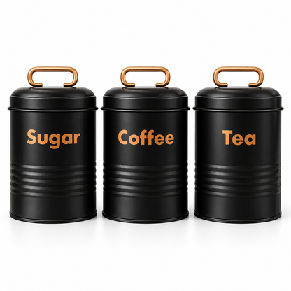 Vintage Metal Canister Set - Black
