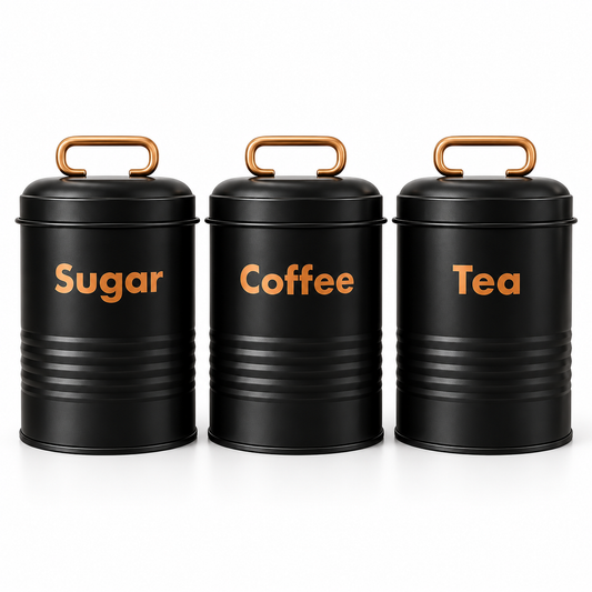 Vintage Metal Canister Set - Black