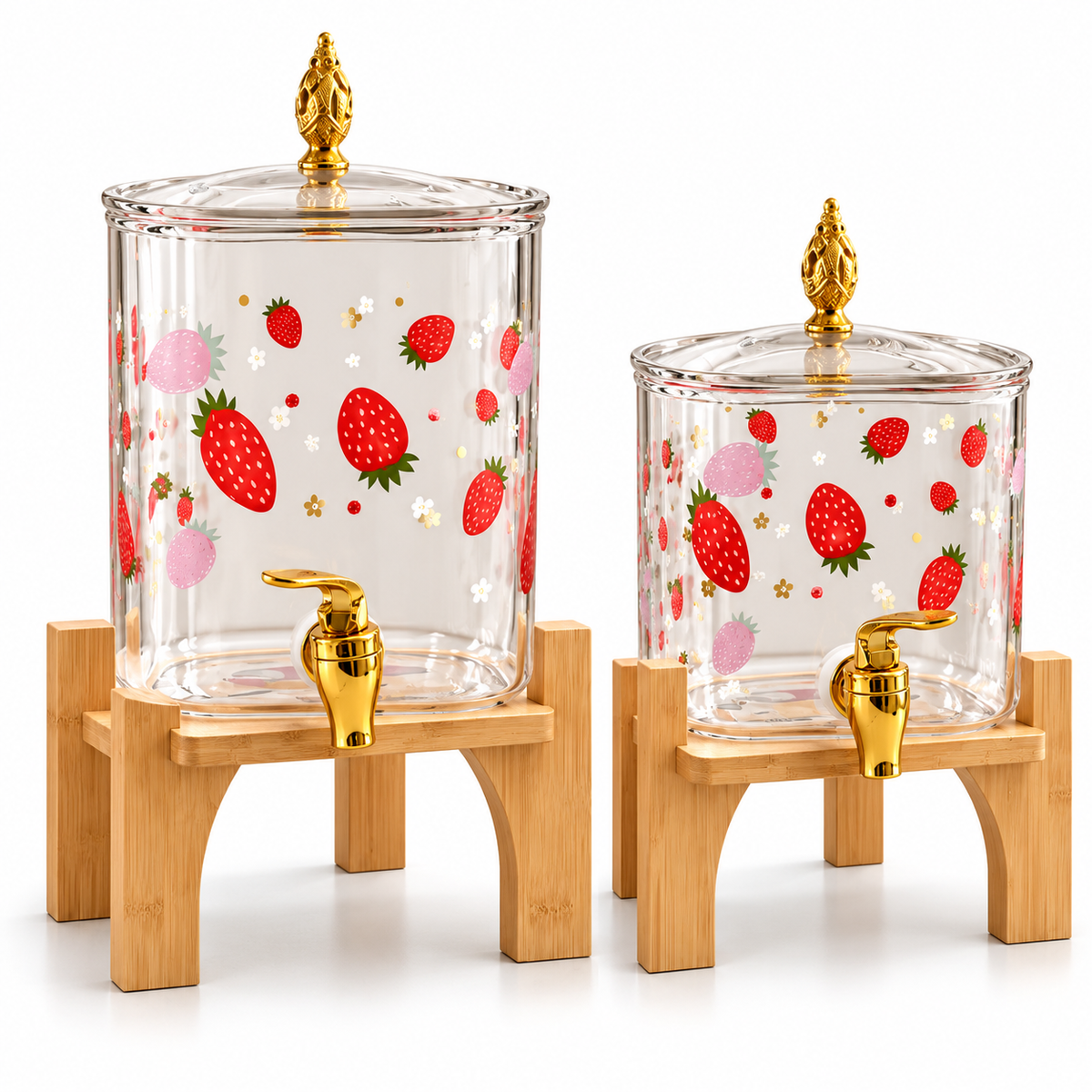 Clear Strawberry Print Beverage Dispenser
