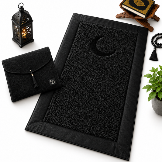 HomeIbadah Turkish Fleece Prayer Mat - Black