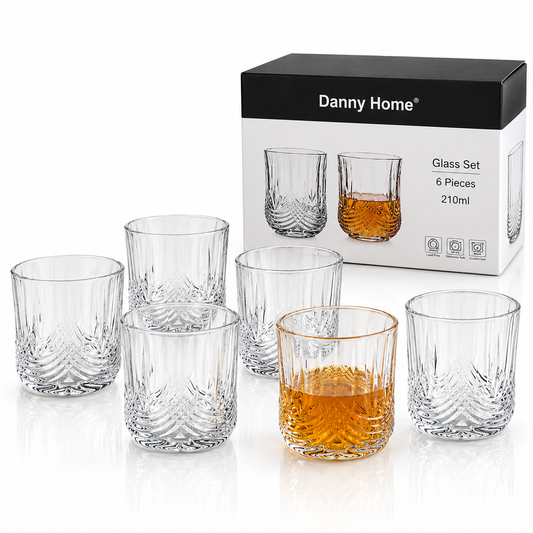 Danny Home Glass Tumbler Set – 210ml (6 Pcs)