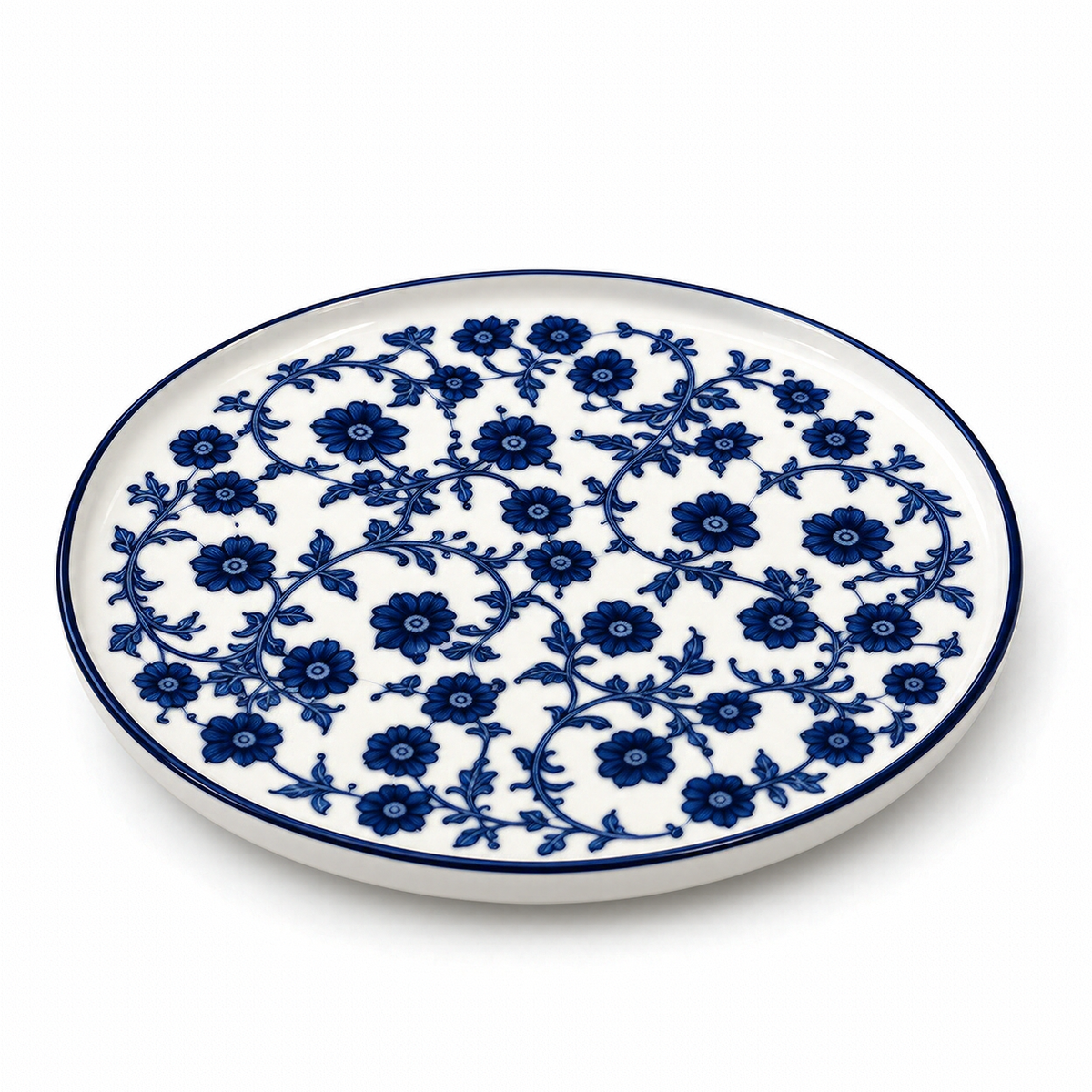 Danny Home Blue Flower 5.9-Inch Ceramic Round Plate