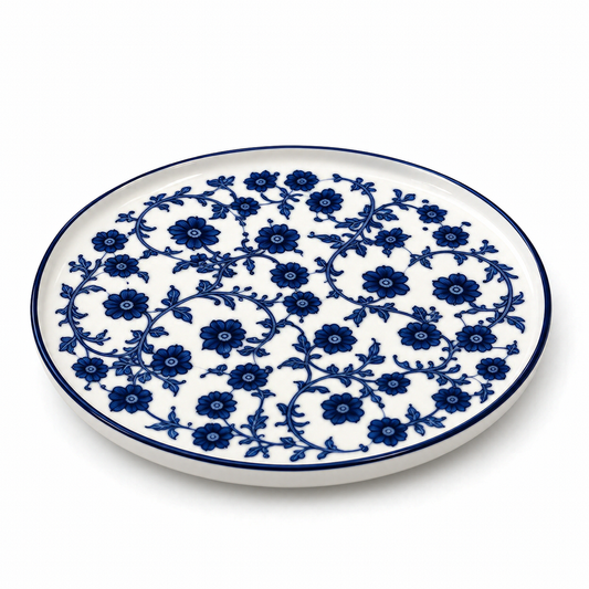 Danny Home Blue Flower 5.9-Inch Ceramic Round Plate