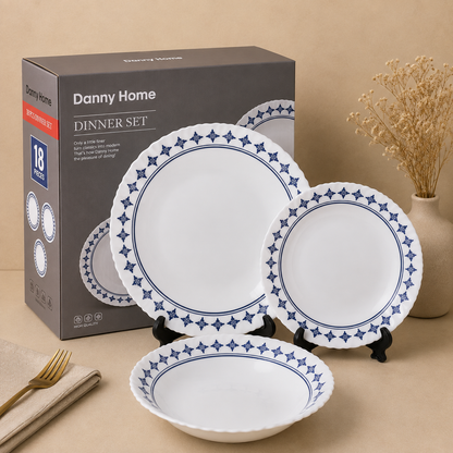 Danny Home 18 Pcs Blue Heritage Dinner Set
