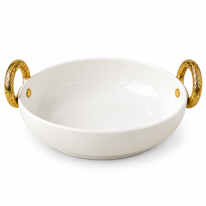 Brilliant Golden Harmony 10.25" Oval Ceramic Bowl with Ceramic Handles