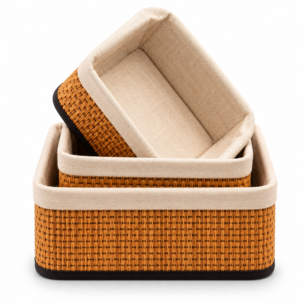 Premium Bamboo Storage Basket Set – 3 Pcs | Sqaure