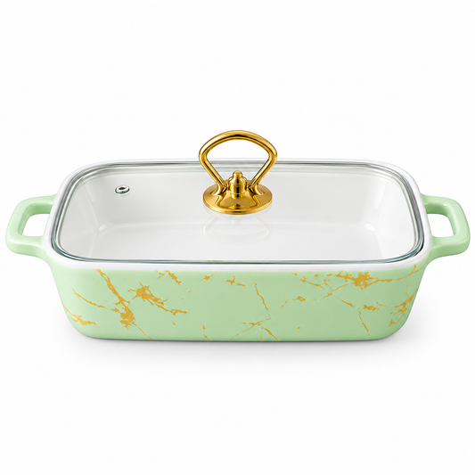 Brilliant 12-Inch Oval Ceramic Casserole Dish with Glass Lid