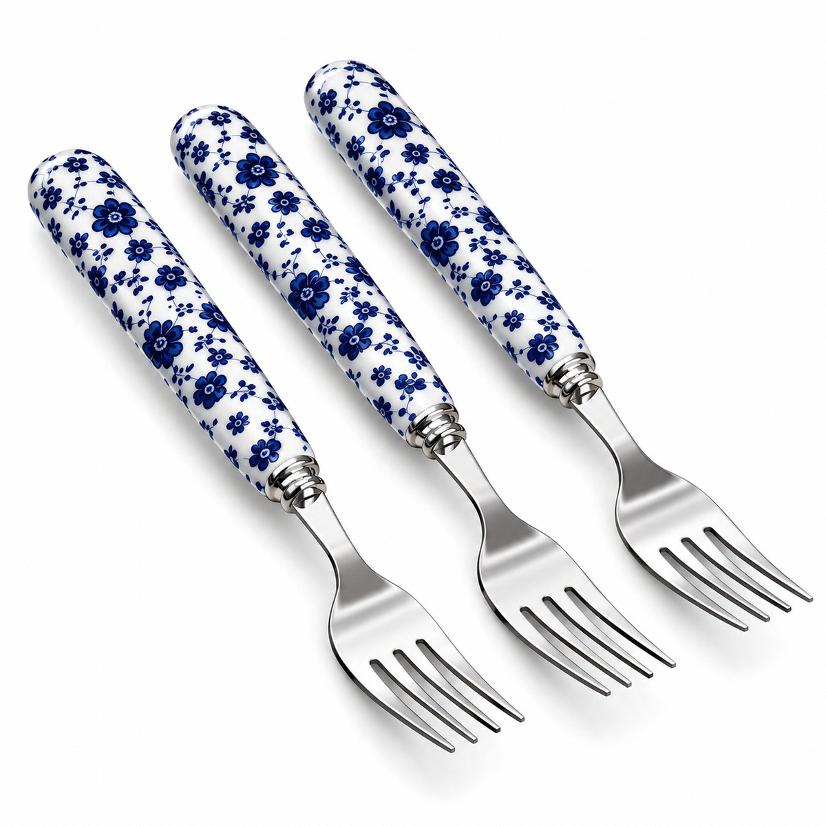 Danny Home Blue Flower Dessert Fork Set – 3 Pieces (14 cm)