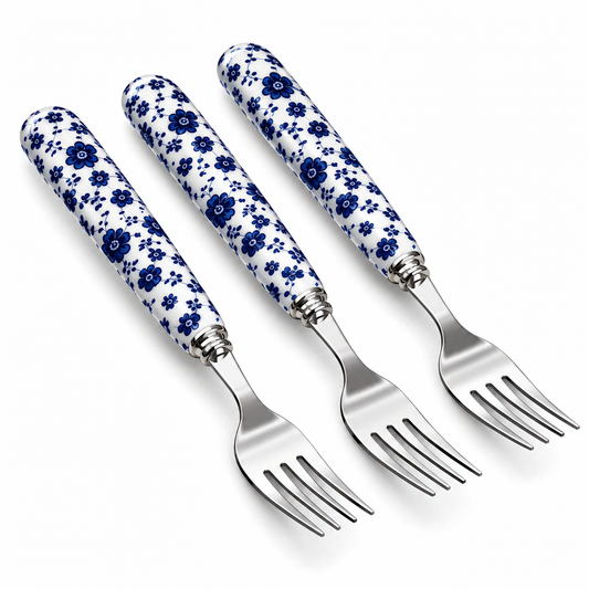 Danny Home Blue Flower Dessert Fork Set – 3 Pieces (14 cm)