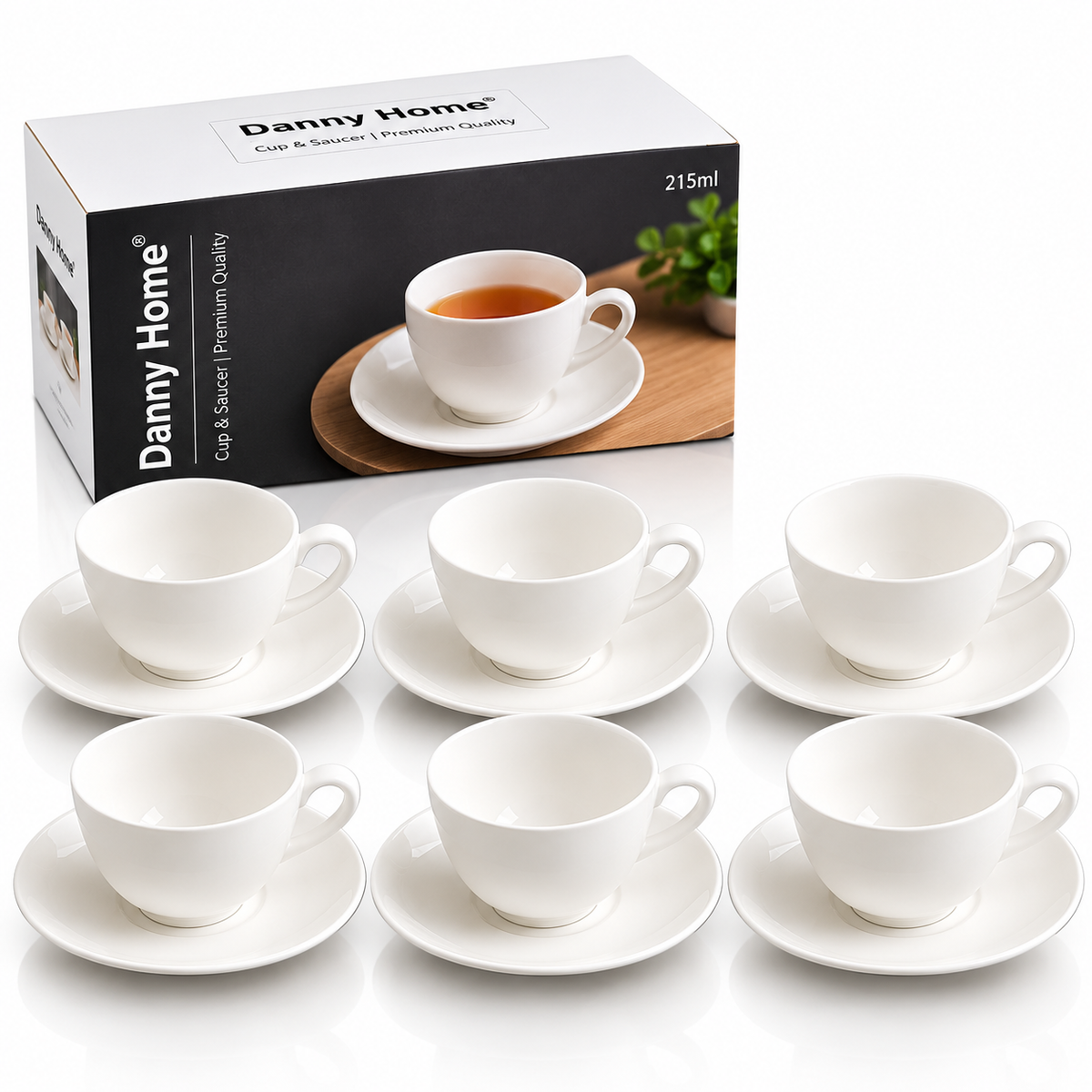 Danny Home Cup & Saucer Set – 220ml (12 Pcs)