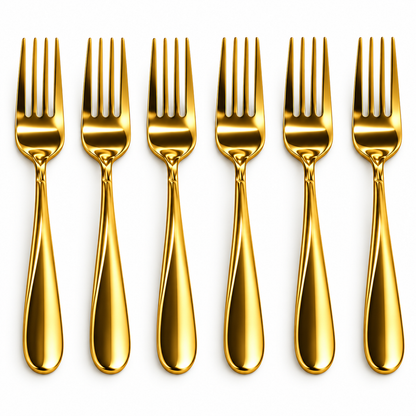 Premium Golden Stainless Steel Fruit Fork Set – 6 Pcs