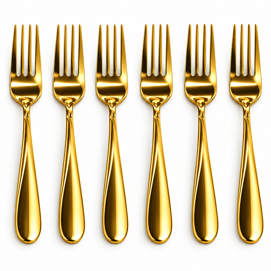 Premium Golden Stainless Steel Fruit Fork Set – 6 Pcs
