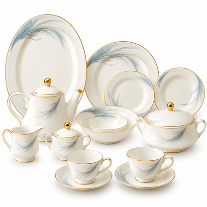 Ocean Breeze Porcelain Dinner Set – 61 Pieces