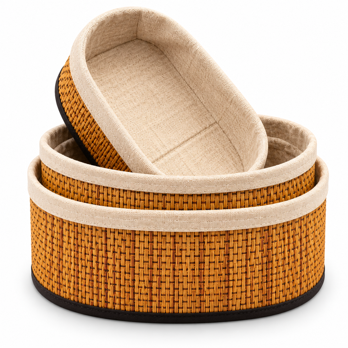 Premium Bamboo Storage Basket Set – 3 Pcs | Oval