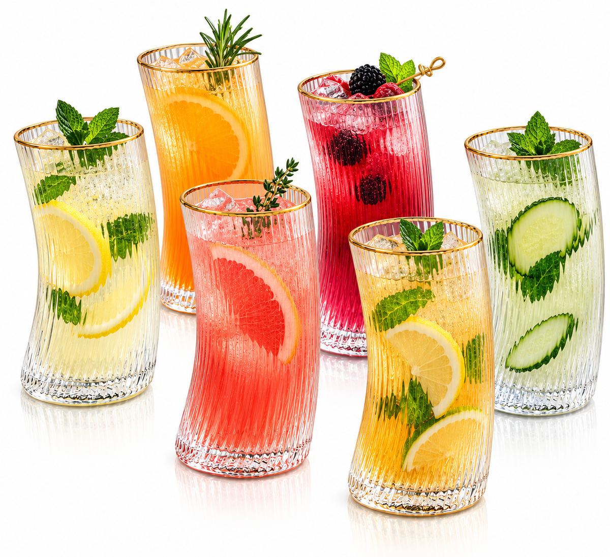 Crystal Cocktail Curve Glass - Large - Set of 6