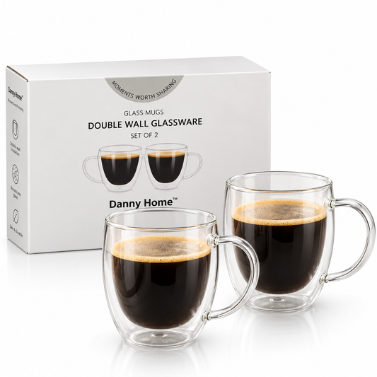 Danny Home Double Walled Glass Mug with Handle 150ml