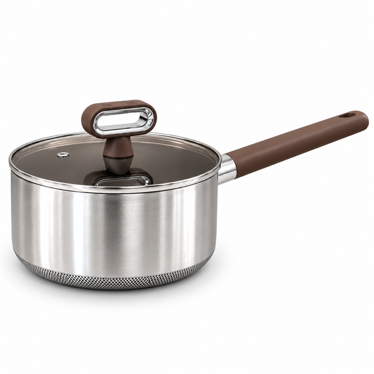 Titanium Coated Stainless Steel Saucepan with Glass Lid