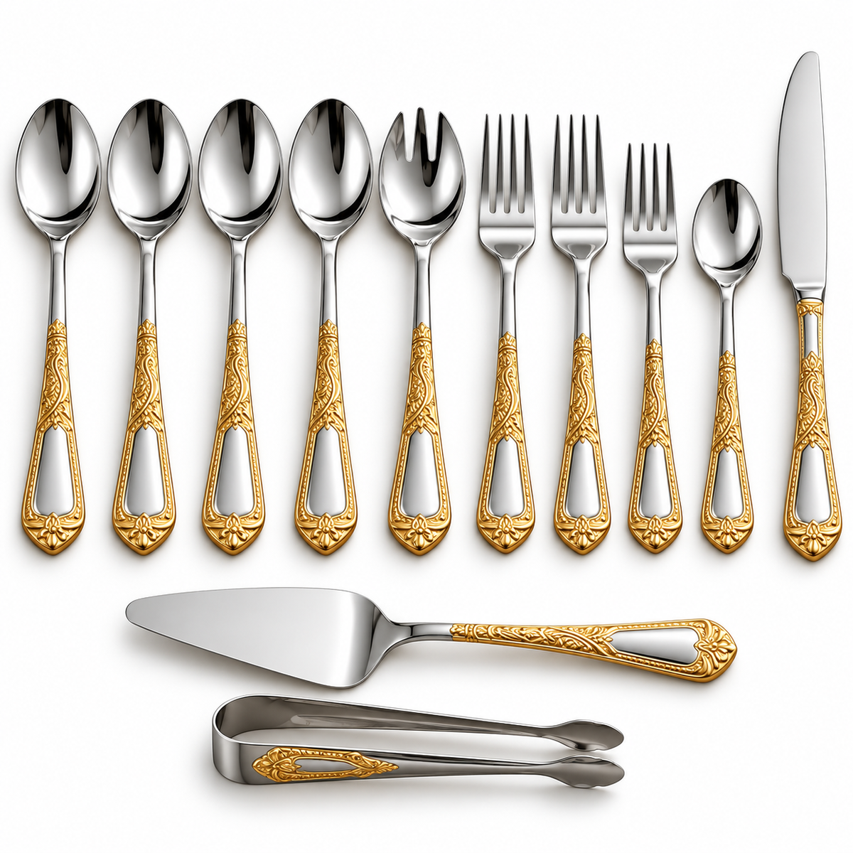 Royal Gold Filigree 72-Piece Stainless Steel Cutlery Set