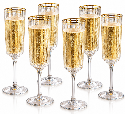 Crystal Champagne Flutes Glass - Set of 6