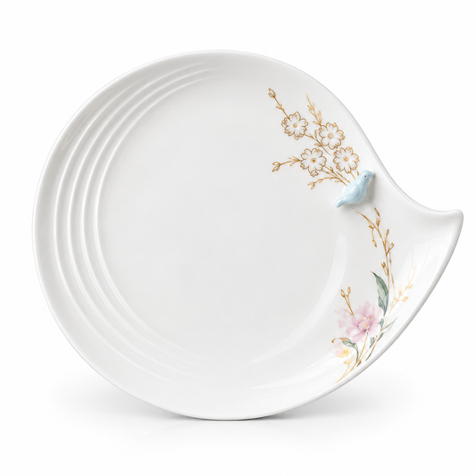 Brilliant Blue Blossom 12" Bird Ceramic Serving Plate