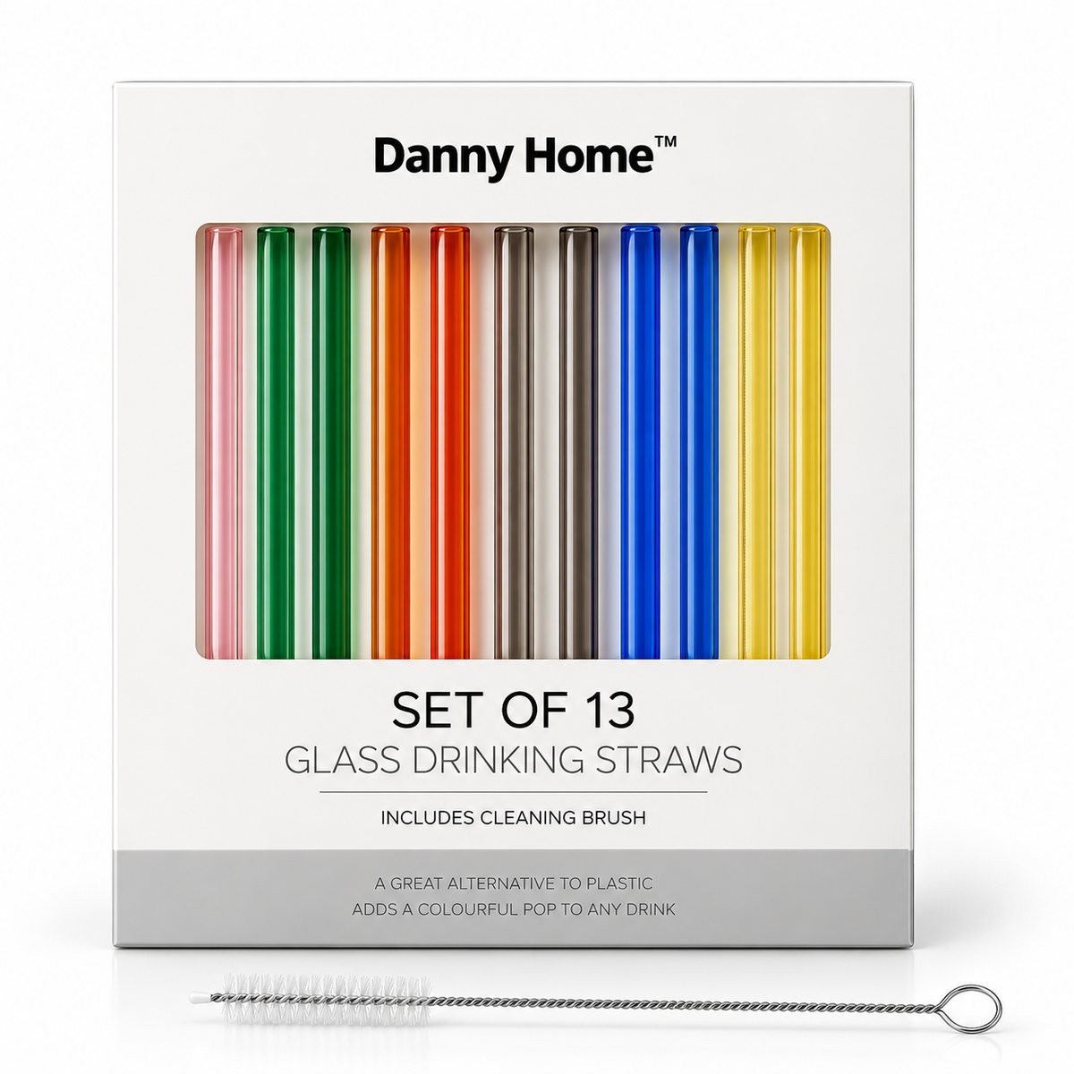 Danny Home 13Pcs Glass Drinking Straw Set – 20cm