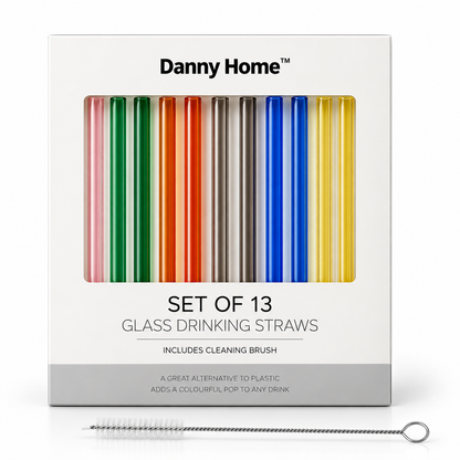 Danny Home 13Pcs Glass Drinking Straw Set – 20cm