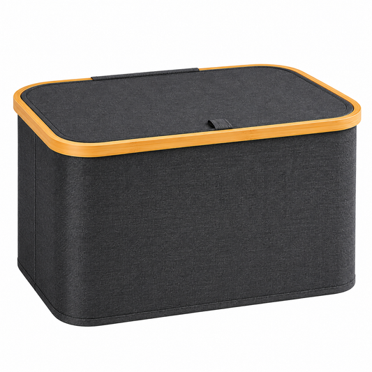 Foldable Fabric Laundry Basket with Wooden Frame – Charcoal Grey