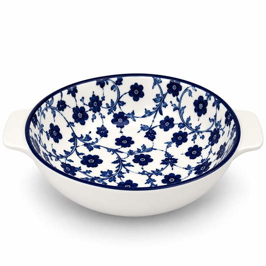 Danny Home Blue Flower 9-Inch Ceramic Casserole Bowl