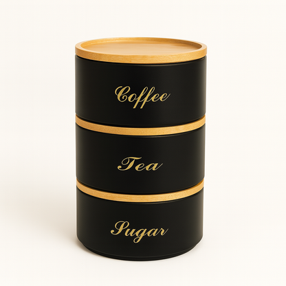 Stacking Metal Canister Set - Black