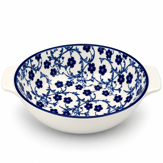 Danny Home Blue Flower 13-Inch Ceramic Casserole Bowl