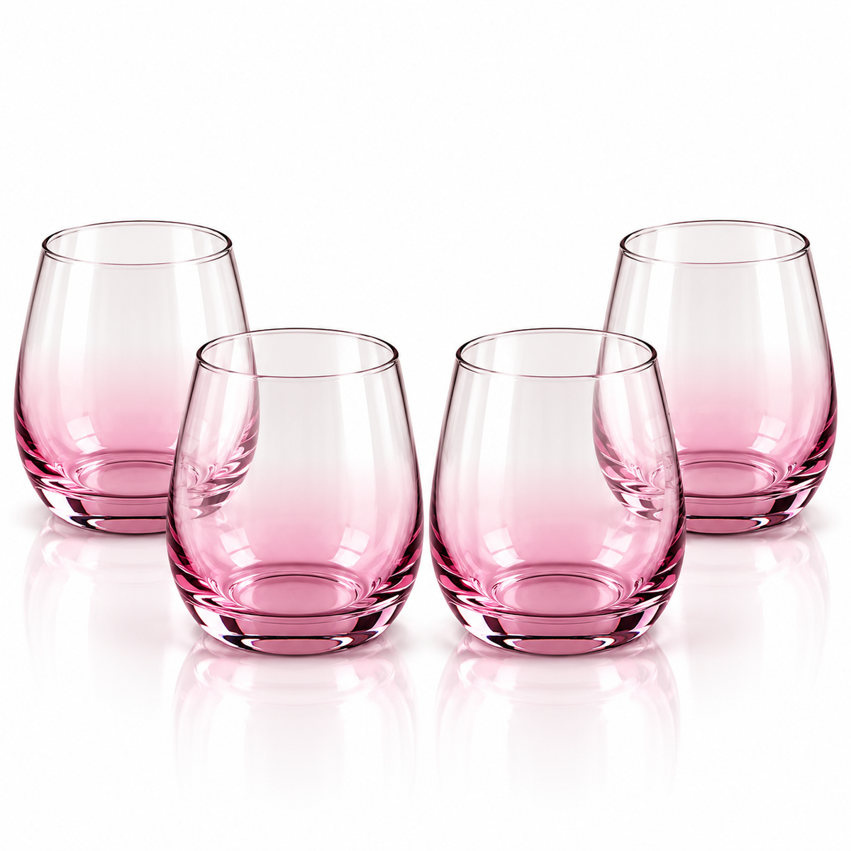 Danny Home Pink Ombre Stemless Glass Set – 330ml (4 Pcs)