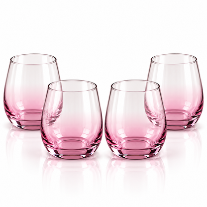 Danny Home Pink Ombre Stemless Glass Set – 330ml (4 Pcs)
