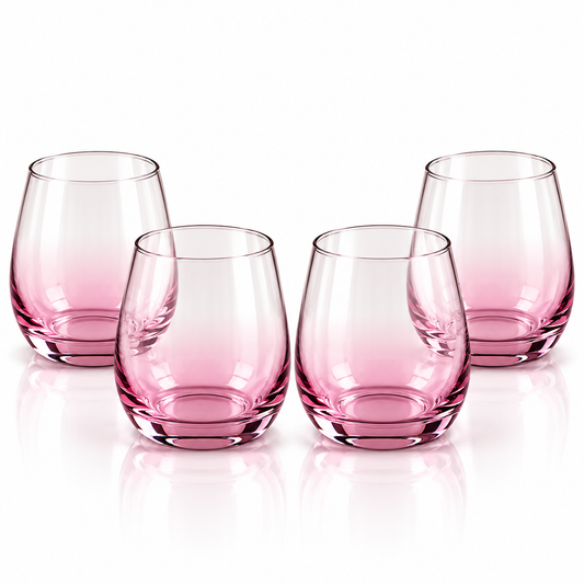 Danny Home Pink Ombre Stemless Glass Set – 330ml (4 Pcs)