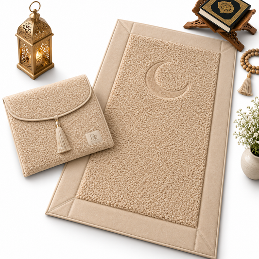 HomeIbadah Turkish Fleece Prayer Mat- Beige