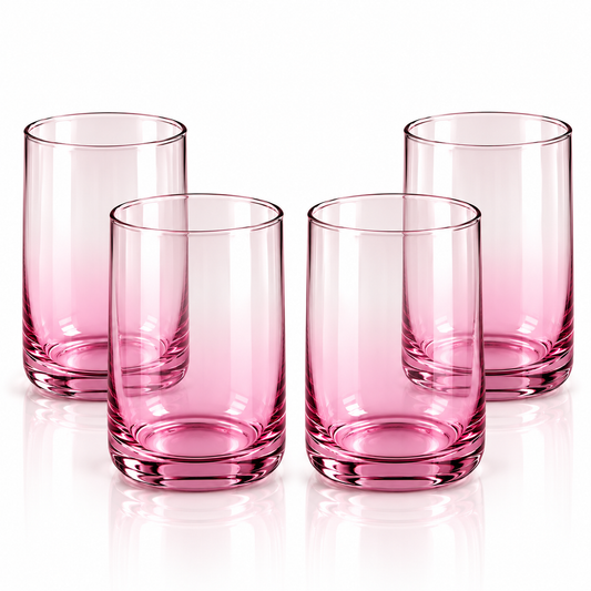 Danny Home Pink Ombre Glass Tumbler Set – 410ml (4 Pcs)