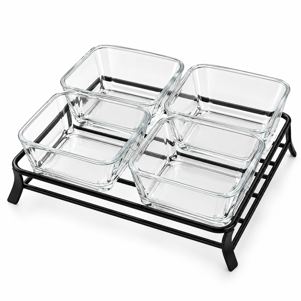 Danny Home 4-Section Glass Snack Bowl Set – 300ml
