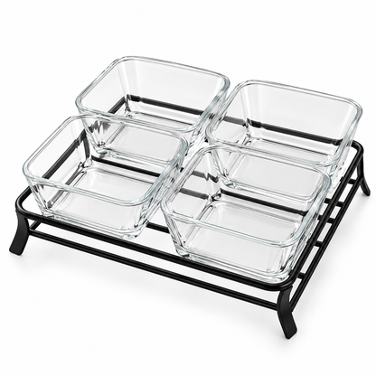 Danny Home 4-Section Glass Snack Bowl Set – 300ml