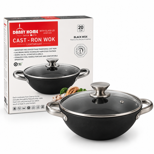 Danny Home Cast-Iron Non-Stick Wok 28.3cm