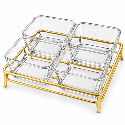 Danny Home 4-Section Glass Snack Bowl Set