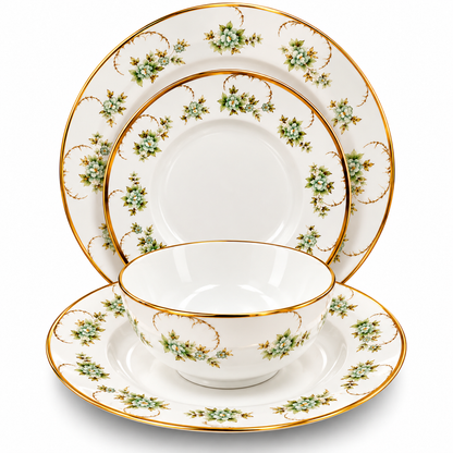 Premium Porcelain 24-Piece Dinner Set for 6 Persons – Elegant Floral & Gold Rim