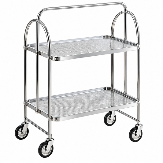Modern Gold Folding Bar Cart Trolly - Silver
