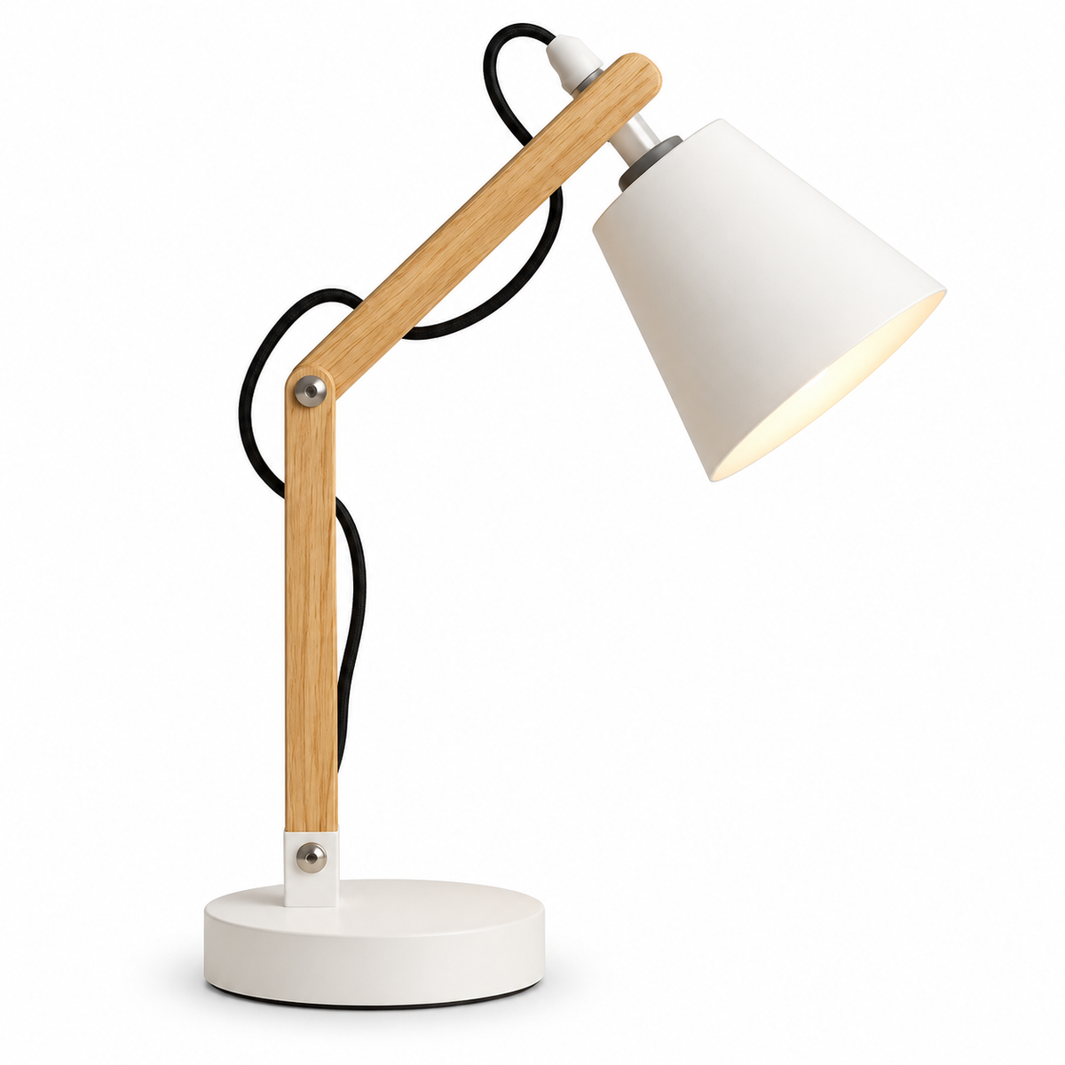Danny Home Wooden Desktop Lamp 37cm - White