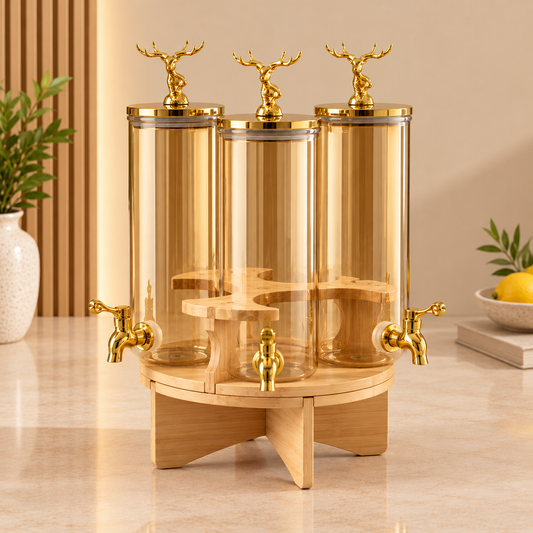3-in-1 Glass Beverage Dispenser – 1.8L (Gold)