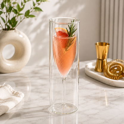Double Wall Champagne Flute Glass