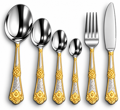 Premium Stainless Steel Gold-Accent Cutlery Set