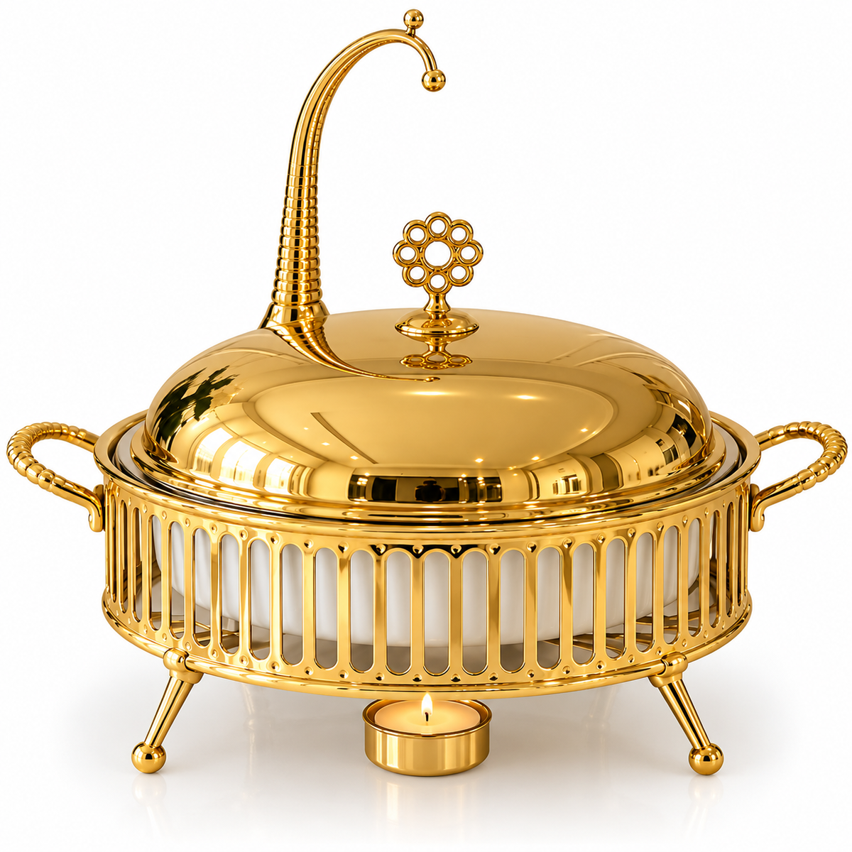 Brilliant Luxury 6L Gold Buffet Dish with Candle Stand