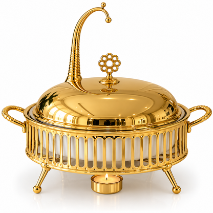 Brilliant Luxury 6L Gold Buffet Dish with Candle Stand